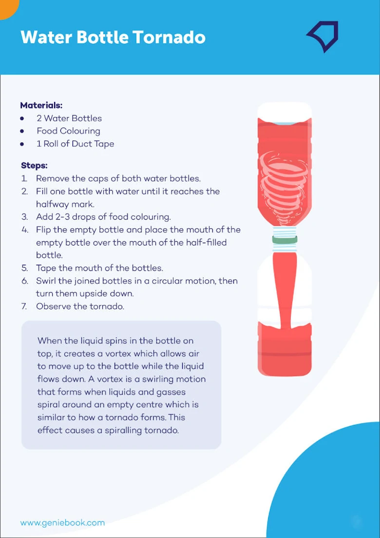 fun science experiment for kids - water bottle tornedo
