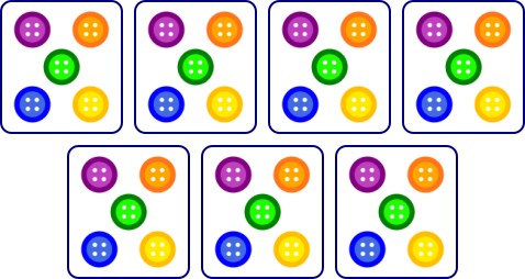 7 group of 5 buttons