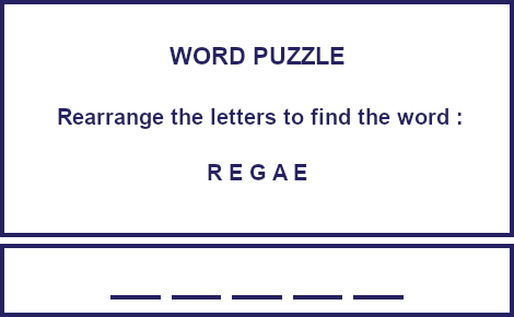 word puzzle - rearrange the letters to find the word : R E G A E