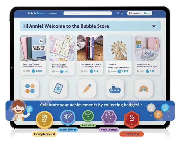 Learning rewards bubble store