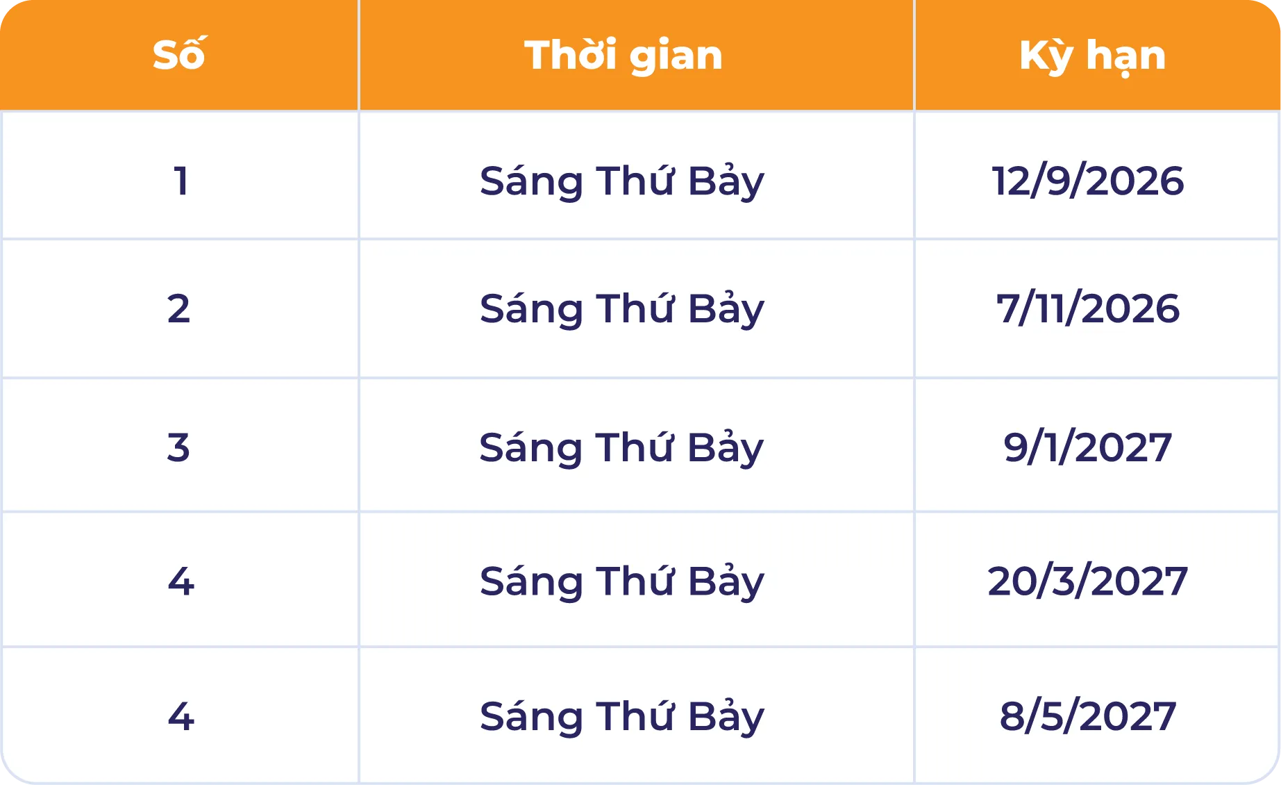 Lịch thi thử